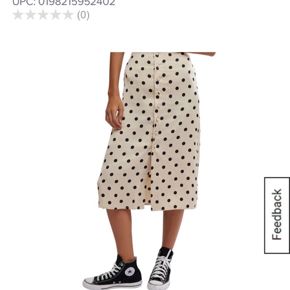 NWT Free People Black and Cream Polka Dot Midi Skirt - Picture 2 of 5